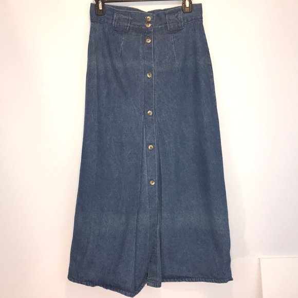 Mc Mac Long Jean Skirt 100% Cotton Size 9/10 - Picture 1 of 7